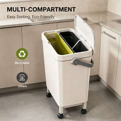 Smart Motion Sensor Trash Can 16L with Rolling Wheels & No Bend Design