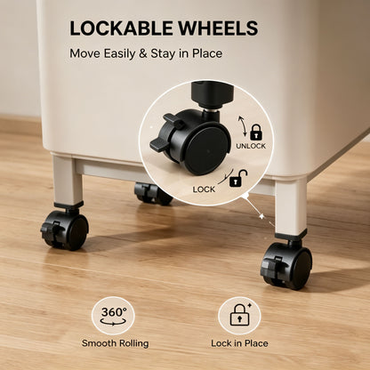 Smart Motion Sensor Trash Can 16L with Rolling Wheels & No Bend Design