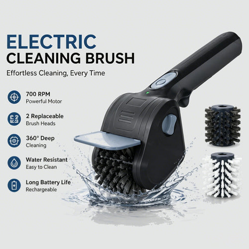 Cordless Electric Grill Brush, 700 RPM, 2 Cleaning Heads