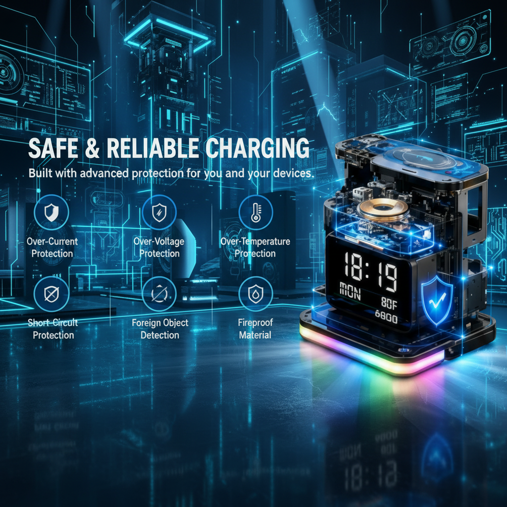 7 In 1 Wireless Charging Station, 15W, Clock, Night Light