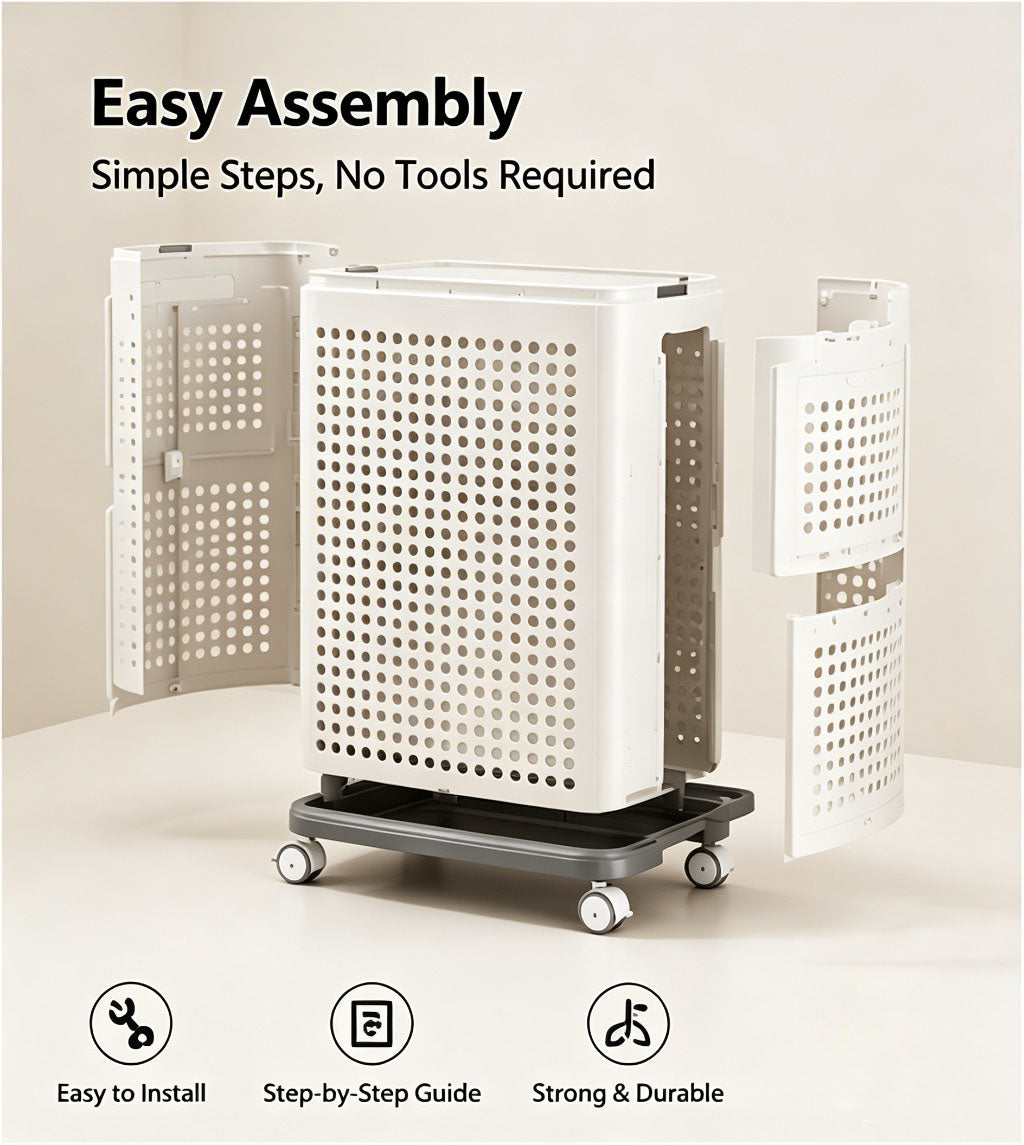 Rolling Laundry Basket with Lid, Large Capacity, 360° Wheels