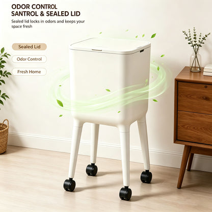 16L Smart Motion Sensor Trash Can | Rolling Hands Free Bin for Kitchen
