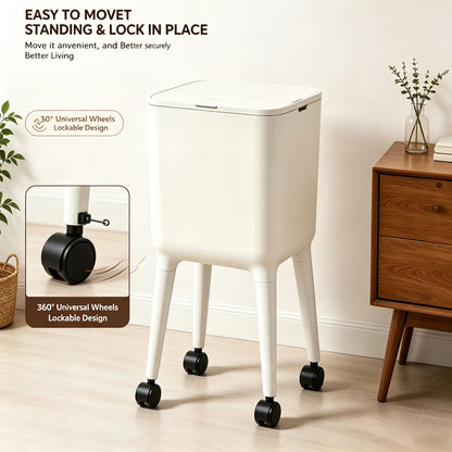 16L Smart Motion Sensor Trash Can | Rolling Hands Free Bin for Kitchen