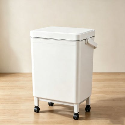 Smart Motion Sensor Trash Can 16L with Rolling Wheels & No Bend Design
