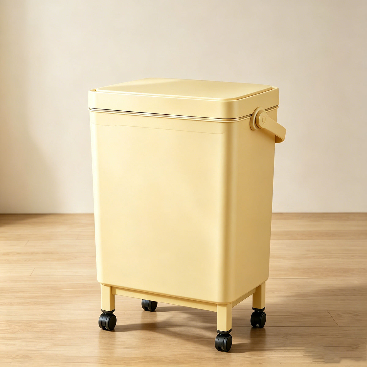 Smart Motion Sensor Trash Can 16L with Rolling Wheels & No Bend Design
