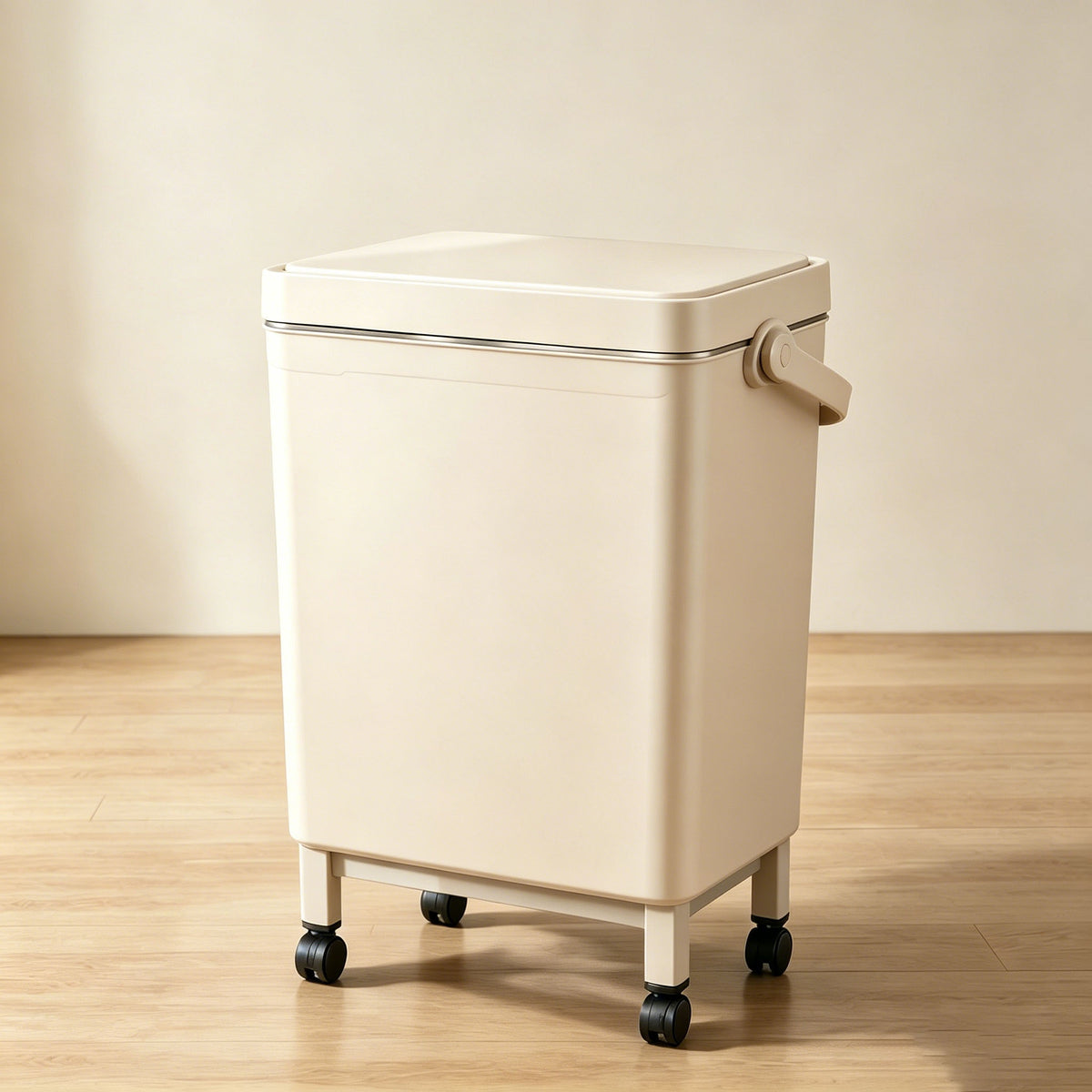 Smart Motion Sensor Trash Can 16L with Rolling Wheels & No Bend Design