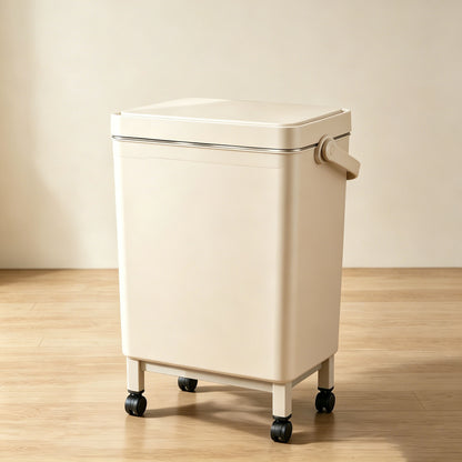 Smart Motion Sensor Trash Can 16L with Rolling Wheels & No Bend Design